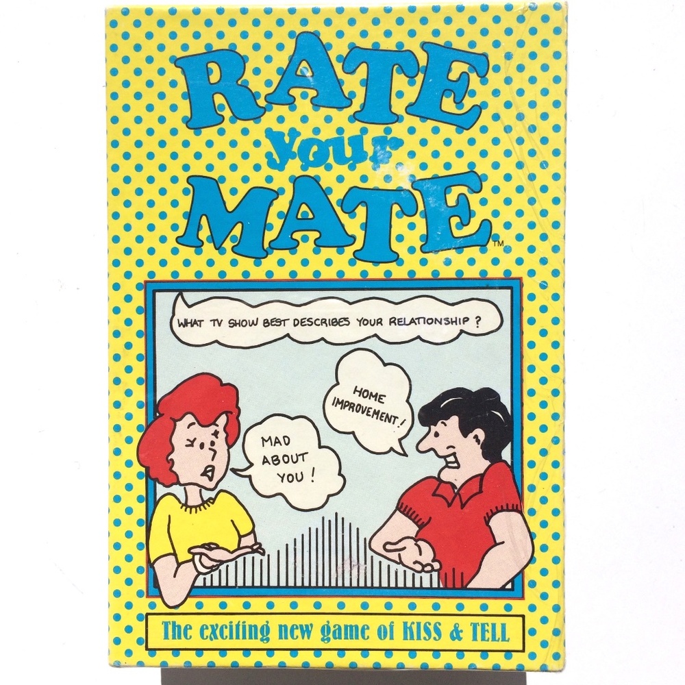 Rate Your Mate 1994 Couples Quiz Game Kiss & Tell Card Game AS IS Missing Cards
